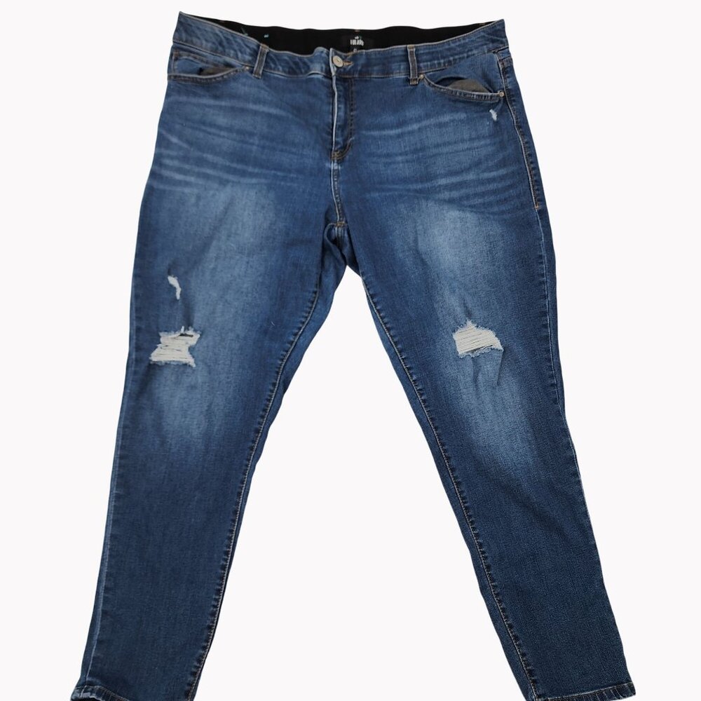 Lularoe Jeans Plus Size 22 Stretch Skinny Blue Denim Distressed Comfortable